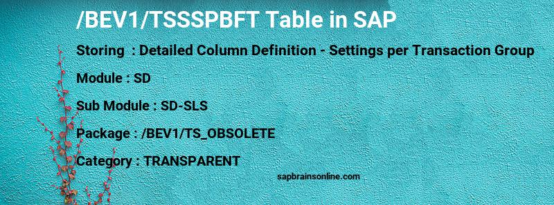 SAP /BEV1/TSSSPBFT table