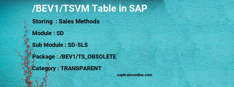 SAP /BEV1/TSVM table