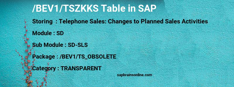 SAP /BEV1/TSZKKS table