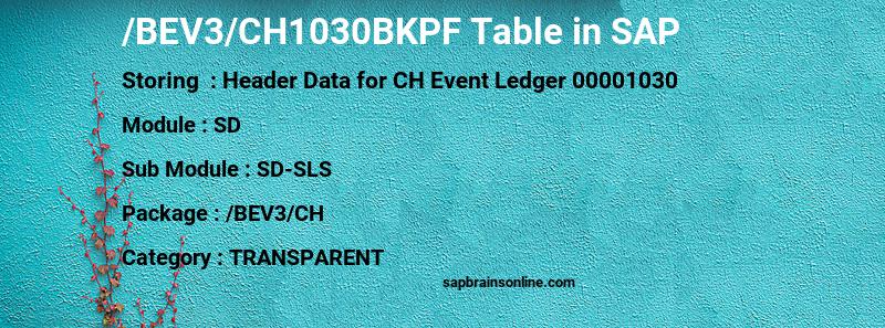 SAP /BEV3/CH1030BKPF table