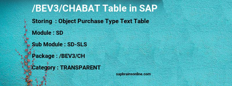 SAP /BEV3/CHABAT table