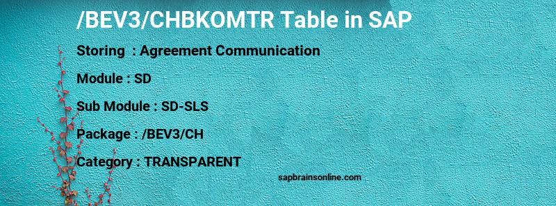SAP /BEV3/CHBKOMTR table