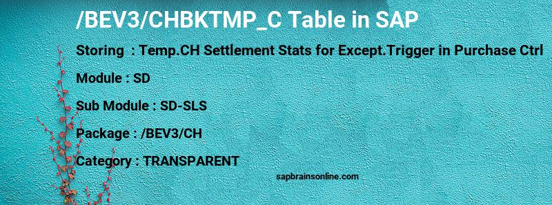 SAP /BEV3/CHBKTMP_C table