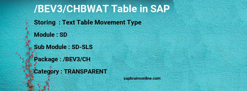 SAP /BEV3/CHBWAT table