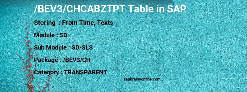 SAP /BEV3/CHCABZTPT table