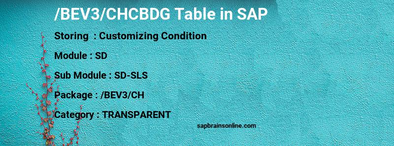 SAP /BEV3/CHCBDG table