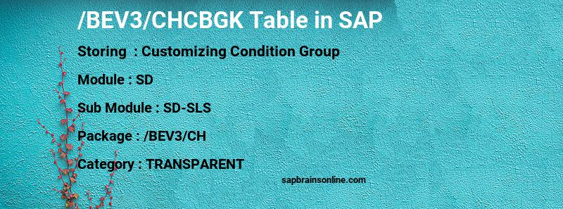 SAP /BEV3/CHCBGK table