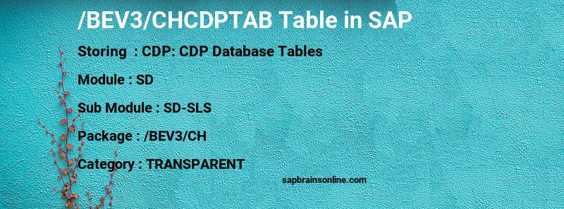SAP /BEV3/CHCDPTAB table