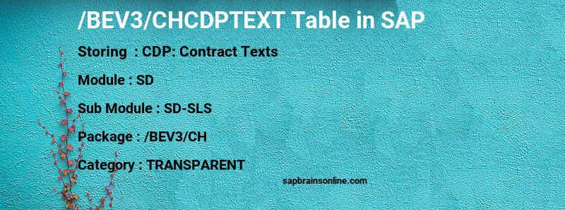SAP /BEV3/CHCDPTEXT table