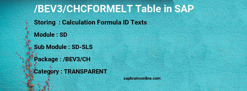 SAP /BEV3/CHCFORMELT table