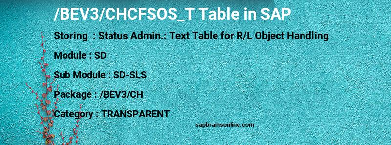 SAP /BEV3/CHCFSOS_T table