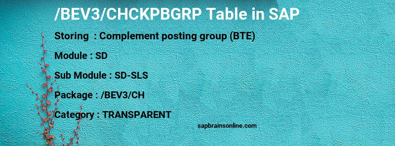 SAP /BEV3/CHCKPBGRP table