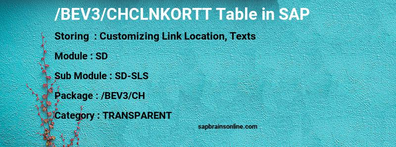 SAP /BEV3/CHCLNKORTT table
