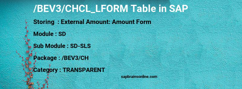 SAP /BEV3/CHCL_LFORM table