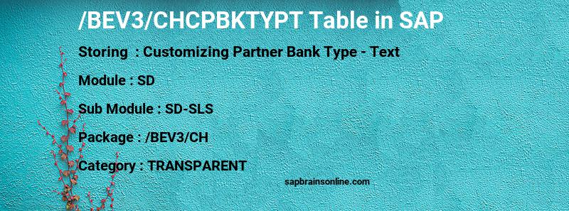 SAP /BEV3/CHCPBKTYPT table