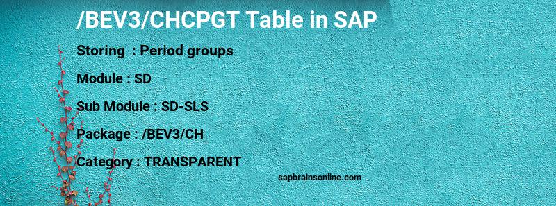 SAP /BEV3/CHCPGT table