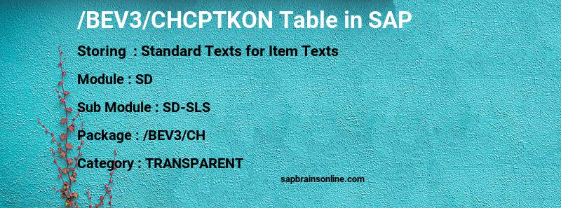 SAP /BEV3/CHCPTKON table