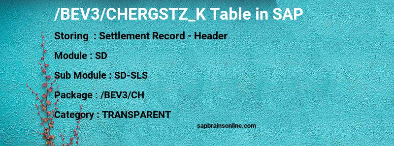 SAP /BEV3/CHERGSTZ_K table