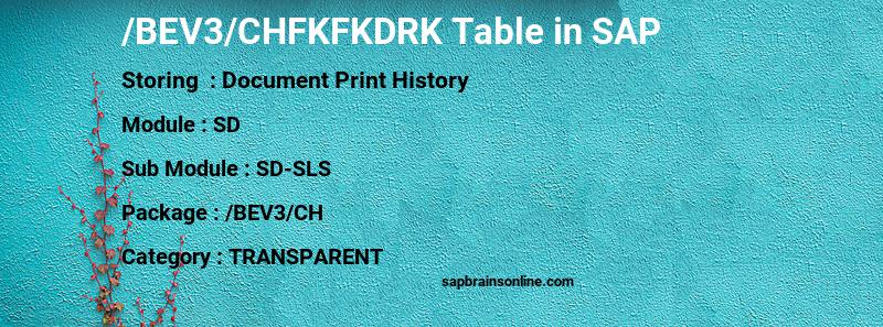 SAP /BEV3/CHFKFKDRK table