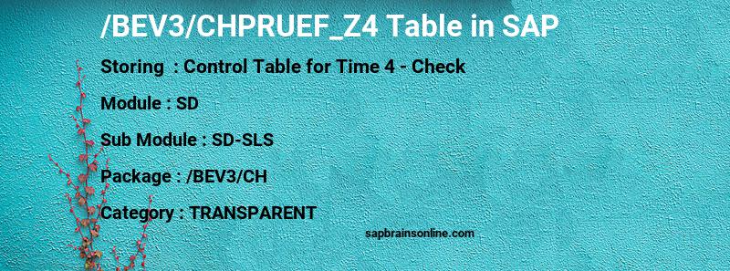 SAP /BEV3/CHPRUEF_Z4 table