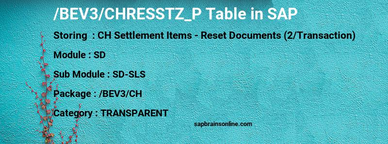 SAP /BEV3/CHRESSTZ_P table