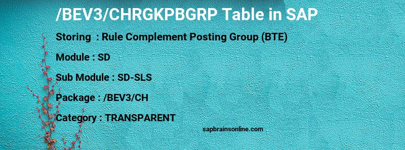 SAP /BEV3/CHRGKPBGRP table