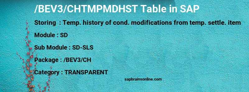 SAP /BEV3/CHTMPMDHST table