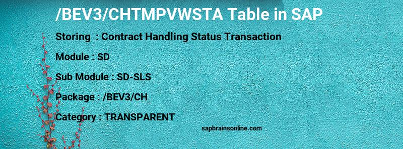 SAP /BEV3/CHTMPVWSTA table