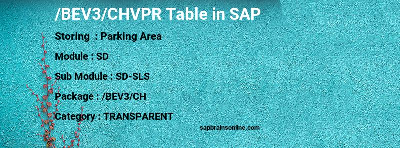 SAP /BEV3/CHVPR table