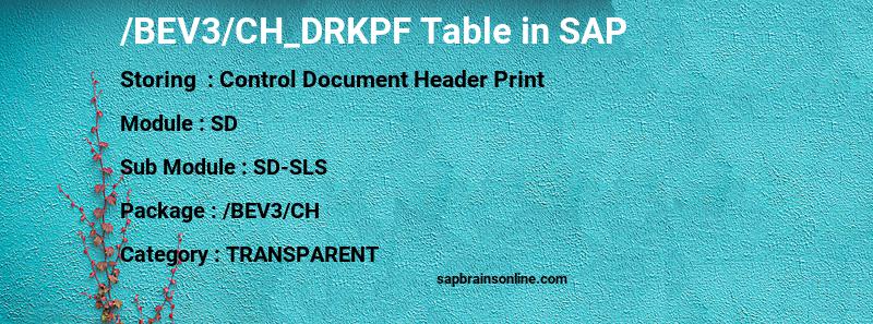 SAP /BEV3/CH_DRKPF table