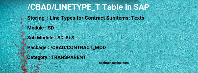 SAP /CBAD/LINETYPE_T table