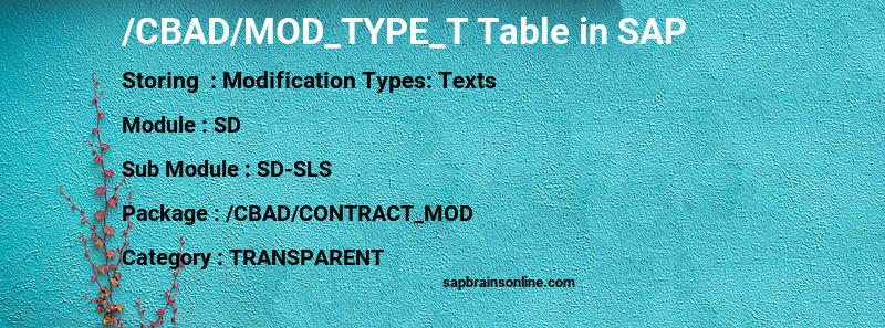 SAP /CBAD/MOD_TYPE_T table