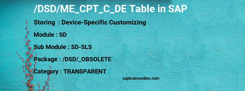 SAP /DSD/ME_CPT_C_DE table