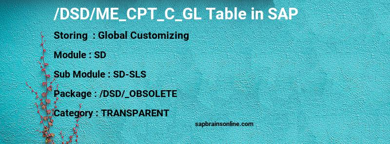 SAP /DSD/ME_CPT_C_GL table