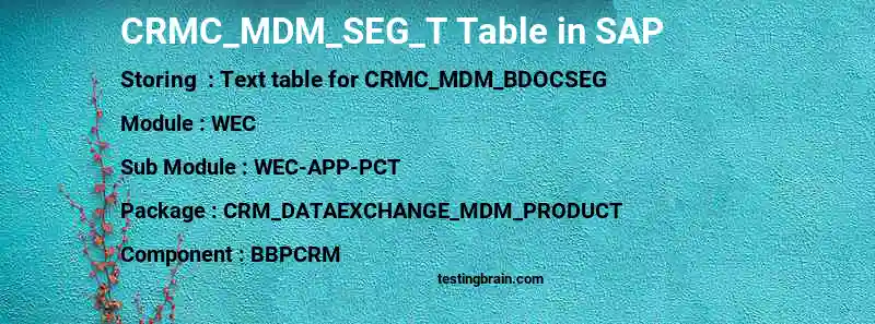 SAP CRMC_MDM_SEG_T table