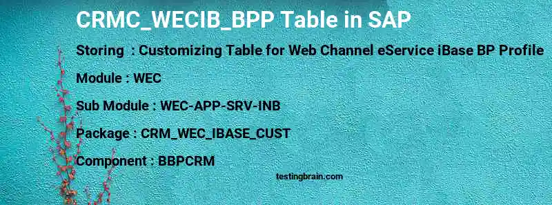 SAP CRMC_WECIB_BPP table