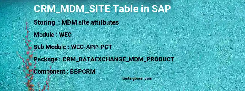 SAP CRM_MDM_SITE table