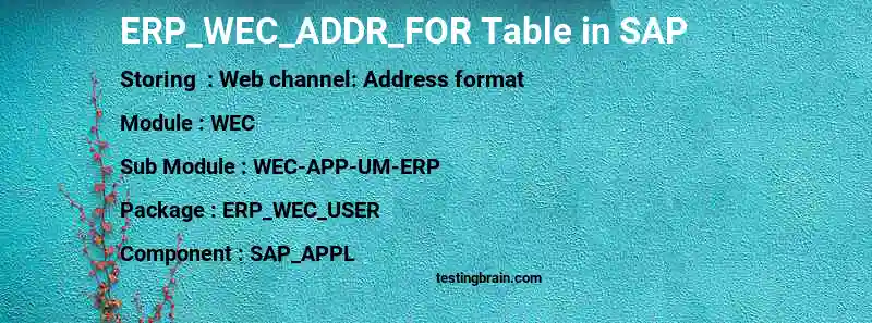 SAP ERP_WEC_ADDR_FOR table