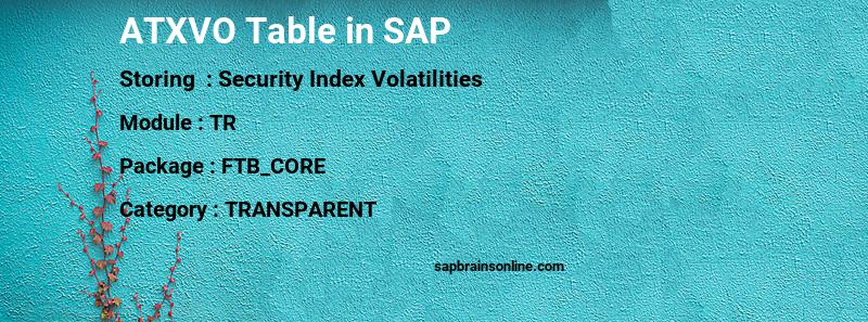 SAP ATXVO table