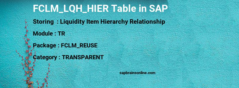 SAP FCLM_LQH_HIER table