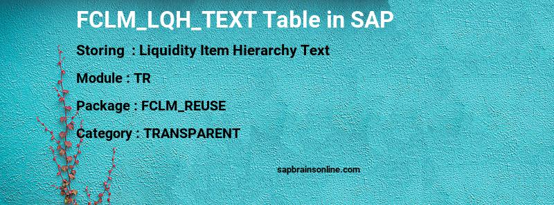 SAP FCLM_LQH_TEXT table