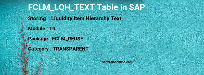 SAP FCLM_LQH_TEXT table