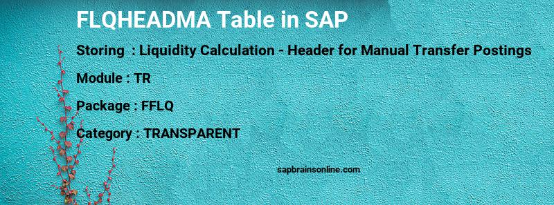 SAP FLQHEADMA table