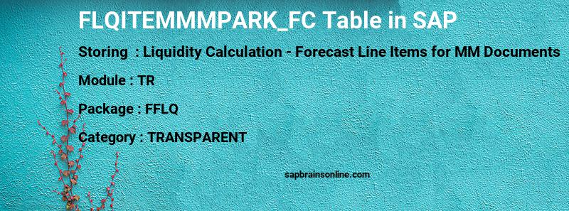SAP FLQITEMMMPARK_FC table