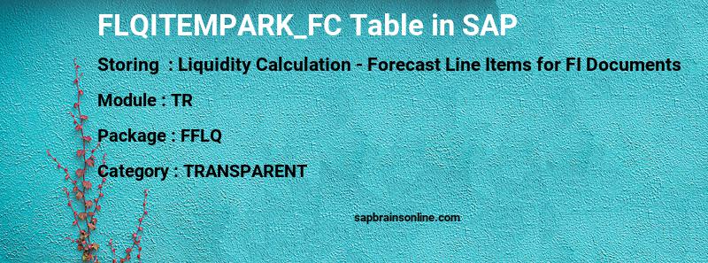 SAP FLQITEMPARK_FC table