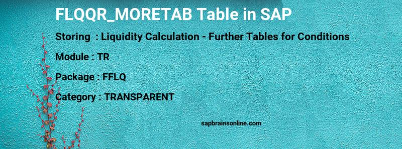 SAP FLQQR_MORETAB table