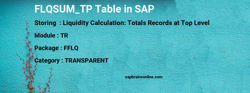 SAP FLQSUM_TP table
