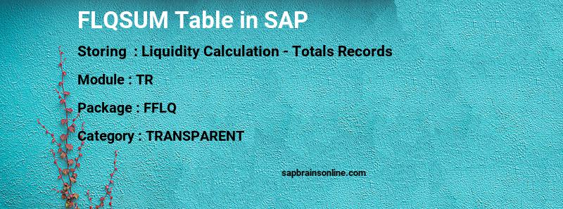 SAP FLQSUM table