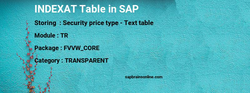 SAP INDEXAT table