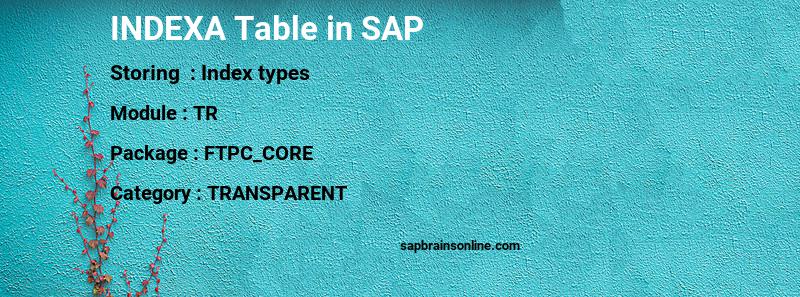 SAP INDEXA table